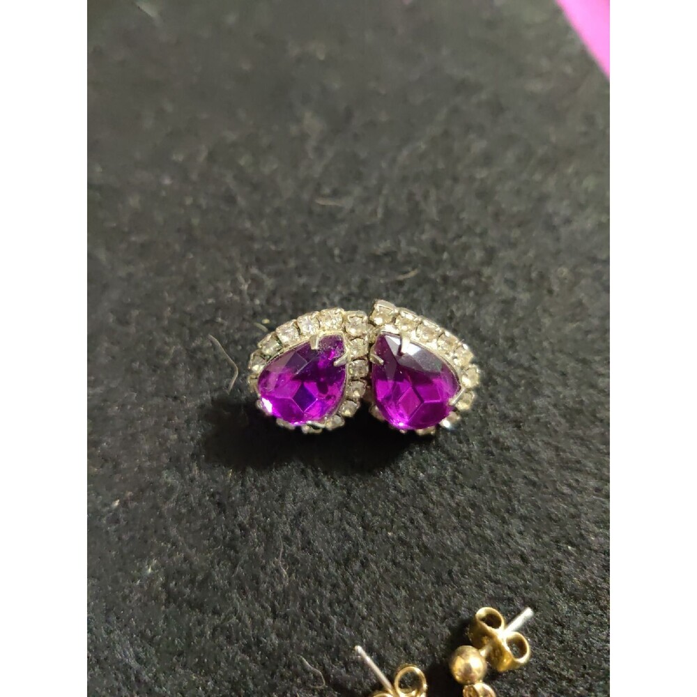 Purple Rhinestone Earrings